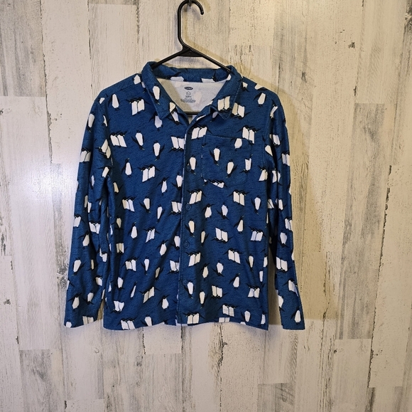Old Navy Blue Penguin Print Pajama Shirt Boys Size XL 14-16 - Picture 5 of 5
